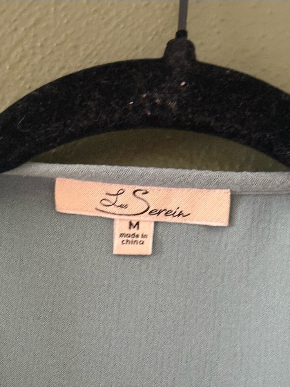 Light Green Puff Sleeve Crewneck Blouse — Women's Top - Picture 2 of 3